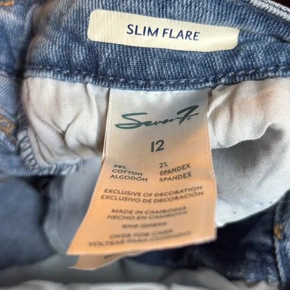 Seven7 Felicity High Rise Slim Flare Jeans Distressed Light Wash - Picture 4 of 7